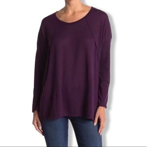 Purple Top, Exposed Seam Detail, Side Slit, Soft Fabric by Forgotten Grace  NWOT